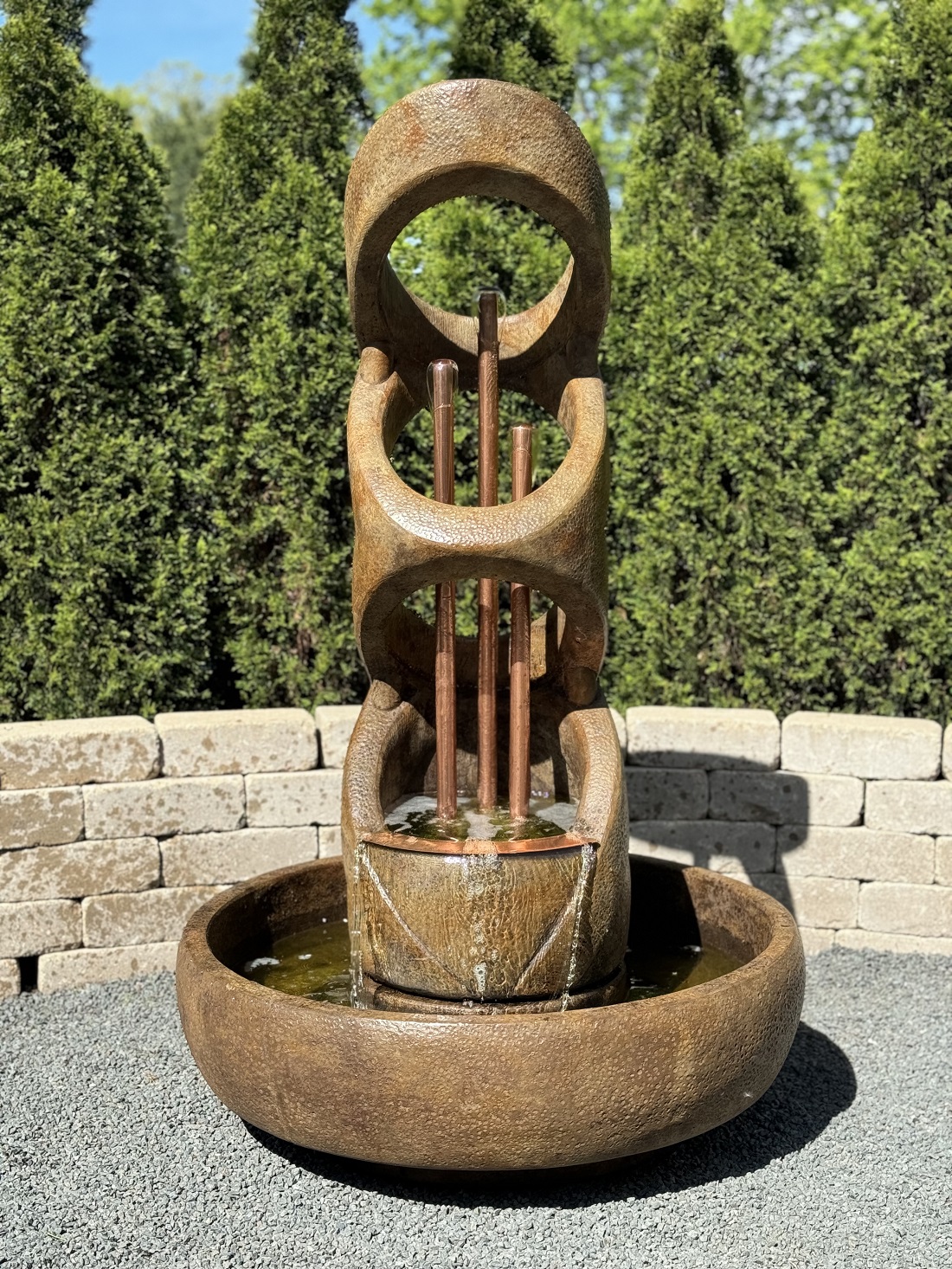 Balancing Rings Fountain with Copper Pipes