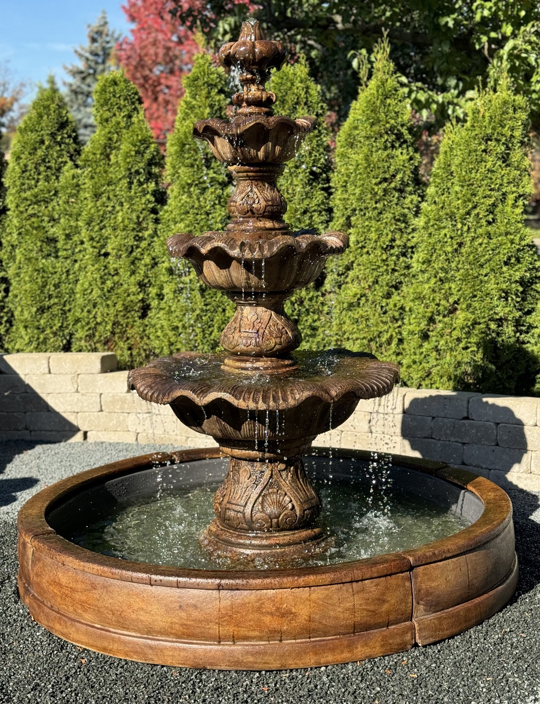 Three Tier Renaissance Fountain in Valencia Pool