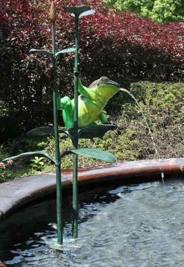Colorful Frog Pond Sculpture