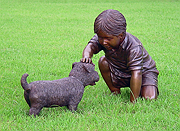 Boy Petting Dog